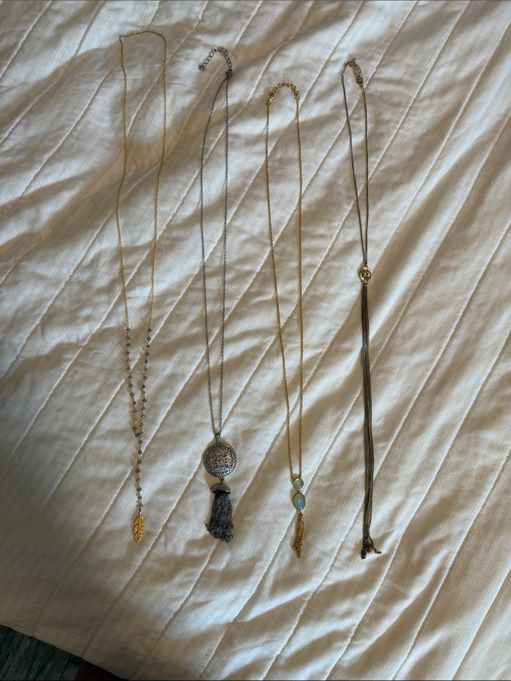Gold and Silver Mixed Metal Long Pendant Necklaces - Women's Jewelry